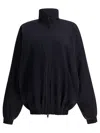 Balenciaga Slate Tech Fabric Oversize Windbreaker In Blue