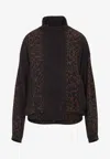 Balenciaga Crepe De Chine Full-zip Jacket With Leopard Print In Brown