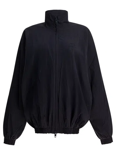 Balenciaga Slate Tech Fabric Oversize Windbreaker In Black