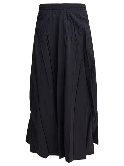 Balenciaga Pleated Denim Mini Skirt In Black