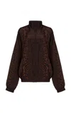 Balenciaga Tracksuit-style Silk-crepe Blouse In Brown