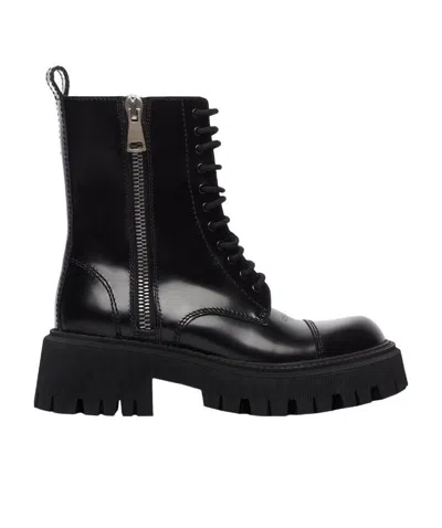 Balenciaga Tractor 20mm Lace-up Boots In Black