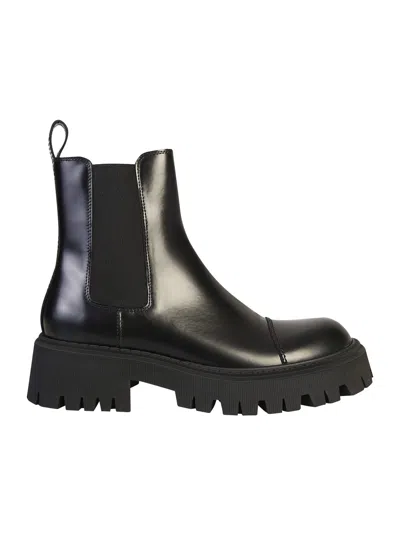 Balenciaga Tractor Bootie L20 Leather Boots In Black