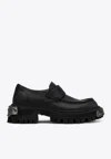 Balenciaga Black Leather Tractor Loafers Men