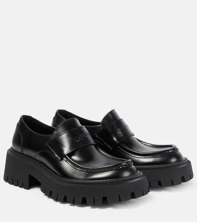 Balenciaga Tractor Leather Loafers In Black