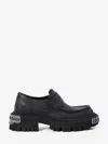 Balenciaga Black Leather Tractor Loafers Men In Black