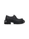 Balenciaga Black Leather Tractor Loafers Men In Black
