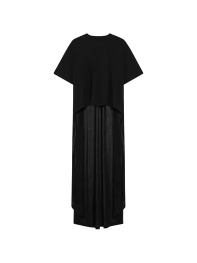 Balenciaga Jersey Dress High Low Hem Train In Black