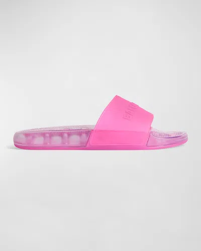Balenciaga Pink Rubber Pool Transparent Slides Slippers