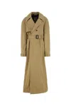 Balenciaga Waist Belted Trench With Detachable Fabric Belt In Beige O Tan