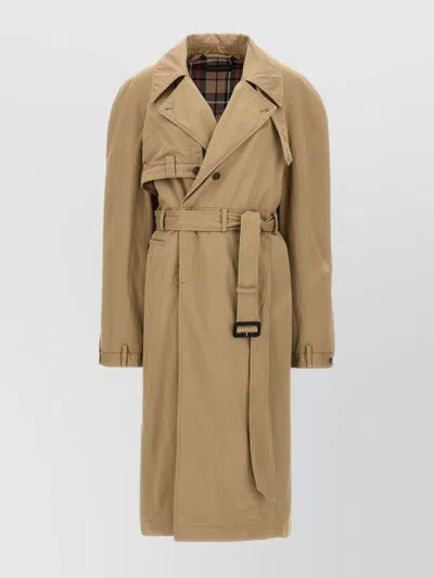 Balenciaga Trench Coat Belted Back Vent In Desert Beige