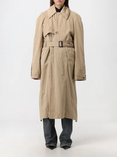Balenciaga Trench Coat In Cotton In Nude