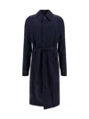 Balenciaga Belted Deconstructed Coat In Navy