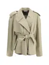 Balenciaga Women Raw-cut Short Trench Coat In Beige