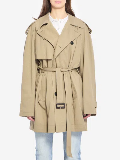 Balenciaga Short Cocoon Trench In Brown