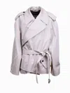 Balenciaga Oversized Twill Trench Coat With Belt In Gray