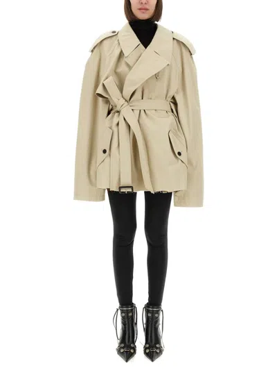 Balenciaga Women Trench Cropped In Neutral