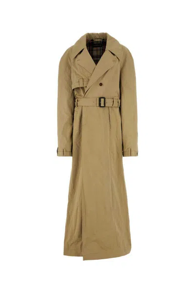 Balenciaga Waist Belted Trench With Detachable Fabric Belt In Desert Beige