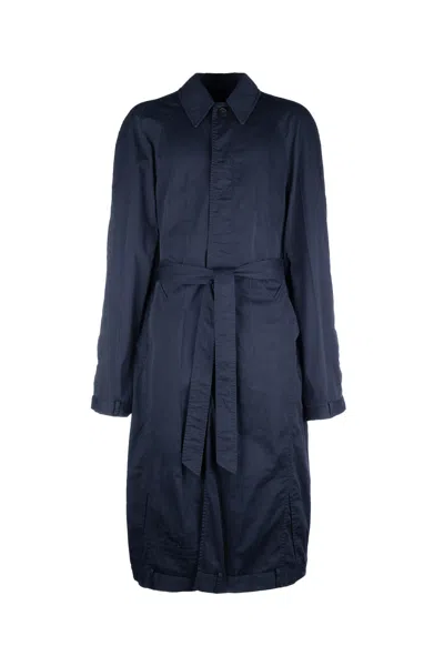 Balenciaga Cotton Car Coat In Blue