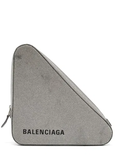 Pre-owned Balenciaga Triangle Clutch Bag In Gray