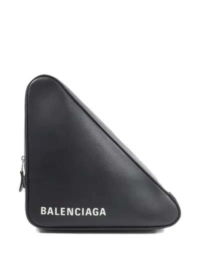 Pre-owned Balenciaga Triangle Clutch Bag In Black