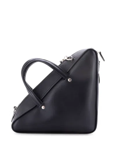 Pre-owned Balenciaga Triangle Duffle Bag Leather Small Satchel In 黑色