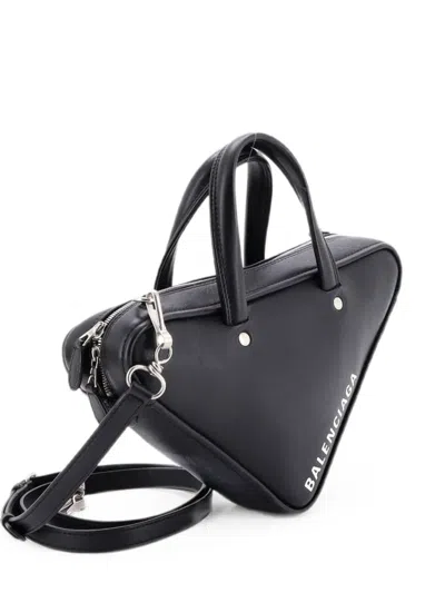 Pre-owned Balenciaga Triangle Duffle Bag Leather Small Satchel In Black