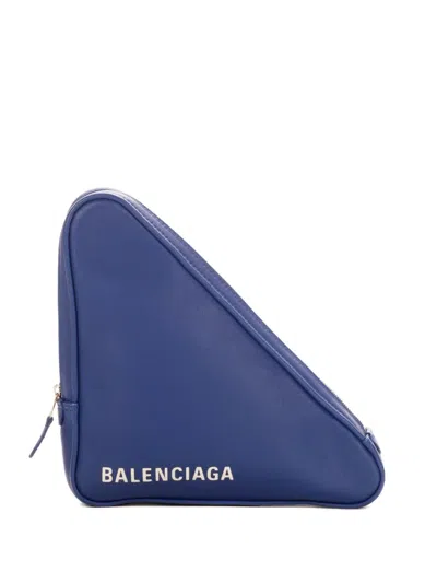 Pre-owned Balenciaga Triangular Clutch Bag In Blue