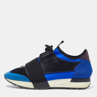 Pre-owned Balenciaga Tricolor Leather Suede And Mesh Race Runner Sneakers Size 37 In Multicolor