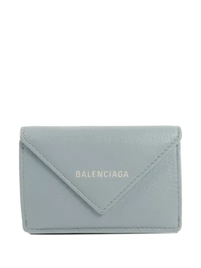Pre-owned Balenciaga Tri-fold Compact Wallet In Blue