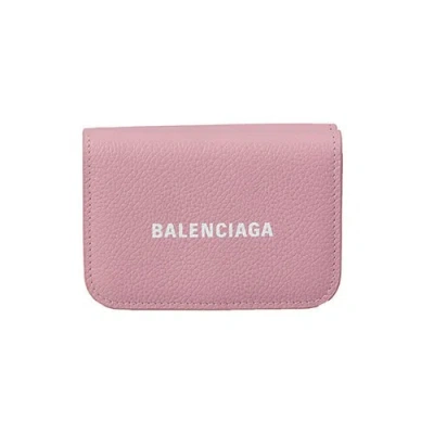 Pre-owned Balenciaga Trifold Wallet With Coin Purse Cash Mini Wallet 593813 Powder Pink/l In White