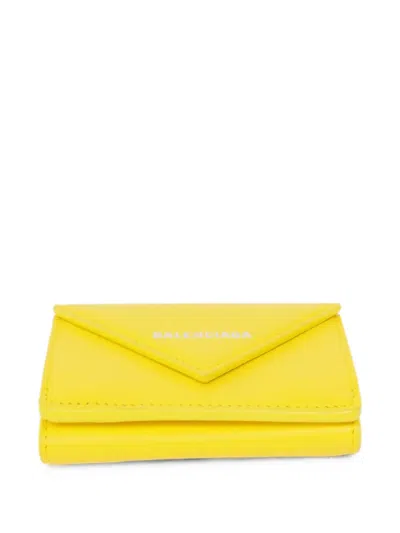 Pre-owned Balenciaga Tri-fold Wallet In Yellow