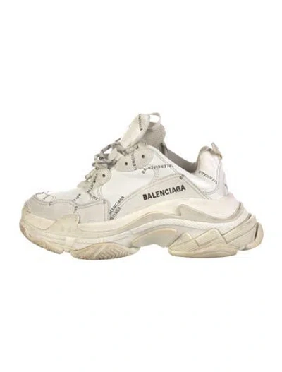 Pre-owned Balenciaga Triple S 'all Over' Chunky Sneakers In White