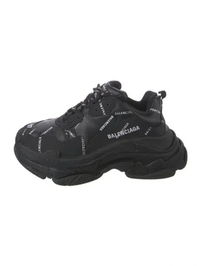 Pre-owned Balenciaga Triple S All Over Logo Chunky Sneakers In Black