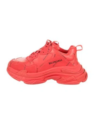 Pre-owned Balenciaga Triple S All Over Logo Chunky Sneakers In Red