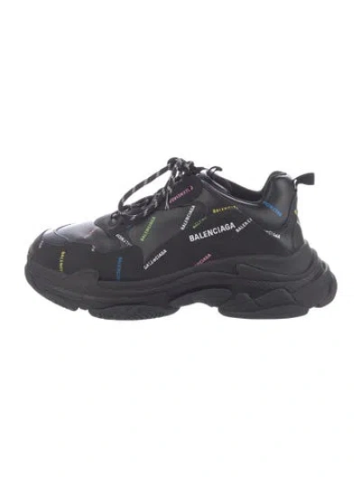 Pre-owned Balenciaga Triple S All Over Logo Sneakers In Black