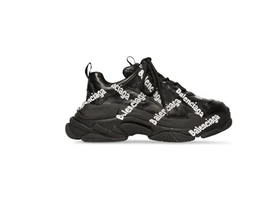 Pre-owned Balenciaga Triple S All Over Logo (women's) Sneakers In Black/white In Multi