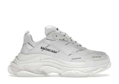 Pre-owned Balenciaga Triple S Allover Logo (women's) Sneakers In White/black