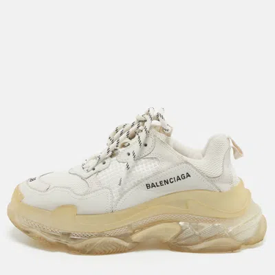 Pre-owned Balenciaga Triple S Clear Size 38 Two Tone Mesh And Nubuck Leather Lace Up Sneakers In Gray