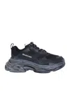 Balenciaga Triple S Runner Leather And Mesh Trainers In Black