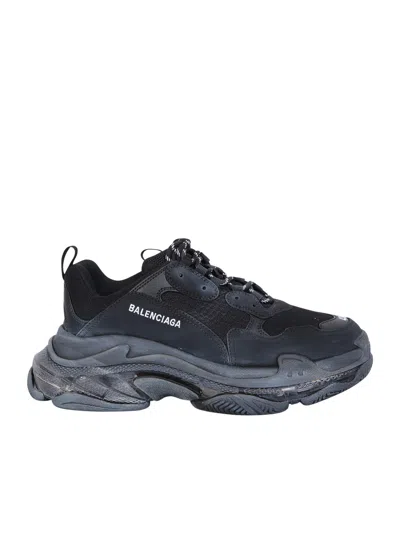 BALENCIAGA TRIPLE S CLEAR SOLE BLACK SNEAKERS