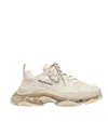 Balenciaga Off-white Clear Sole Triple S Sneakers In Beige