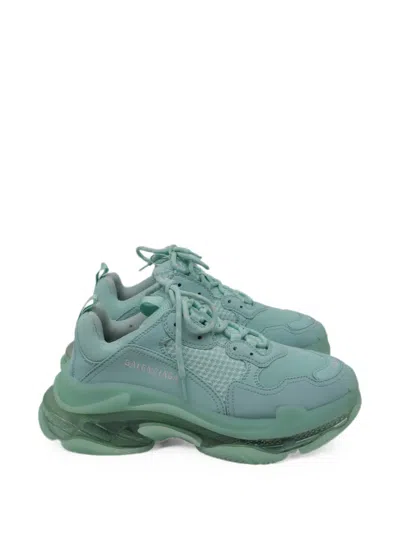 Pre-owned Balenciaga Triple S Clear Sole Sneakers In Green