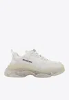 Balenciaga Triple S Clear Sole Logo-embroidered Faux Leather And Mesh Sneakers In White