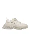 Balenciaga Triple S Clear Sole Logo-embroidered Faux Leather And Mesh Sneakers In White