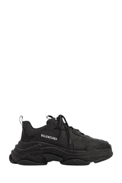 Balenciaga Triple S Denim Sneakers In Black
