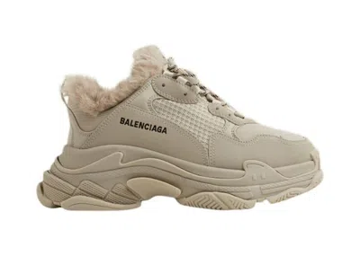 Pre-owned Balenciaga Triple S Fake Fur (women's) Sneakers In Beige/black In Multi