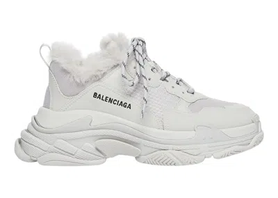 Pre-owned Balenciaga Triple S Fake Fur (women's) Sneakers In Grey