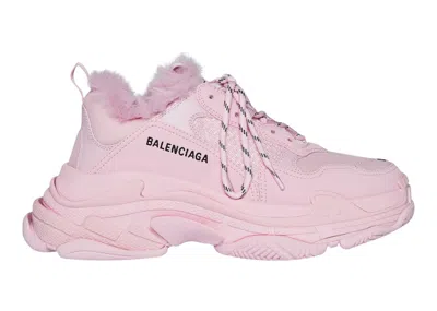 Pre-owned Balenciaga Triple S Fake Fur (women's) Sneakers In Pink