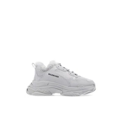 Balenciaga Triple S Fur Sneakers In White